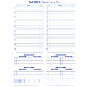 Dugout Line Up Chart Insert (30 charts)