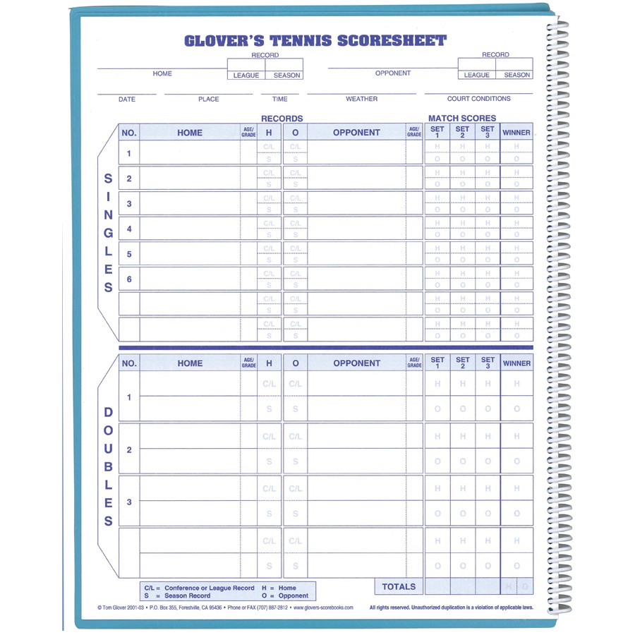 Tennis Score Book 